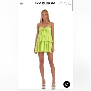 NWT!!! Lime green ruffle mini dress